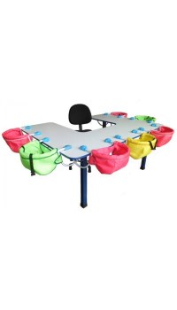 CONJUNTO MESA DE ALIMENTAÇÃO BABY COM 07 LUGARES 